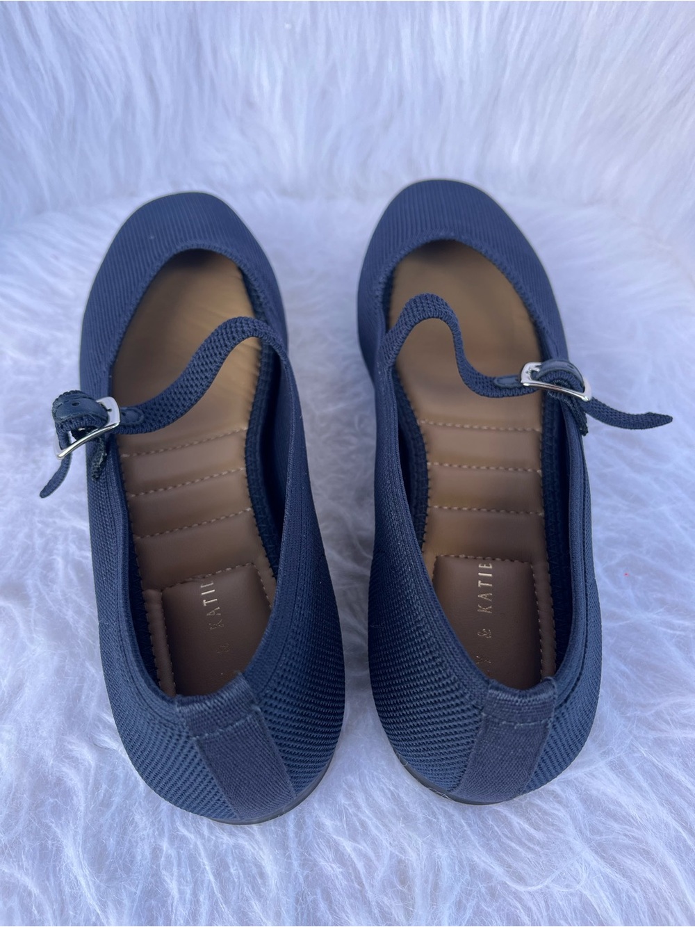 NEW Kelly & Katie Navy Mary Jane Knit Flats with Buckle Strap Square Toe Size 8 - Picture 4 of 6